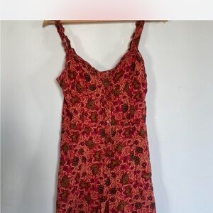 Floral Red and Green Dress